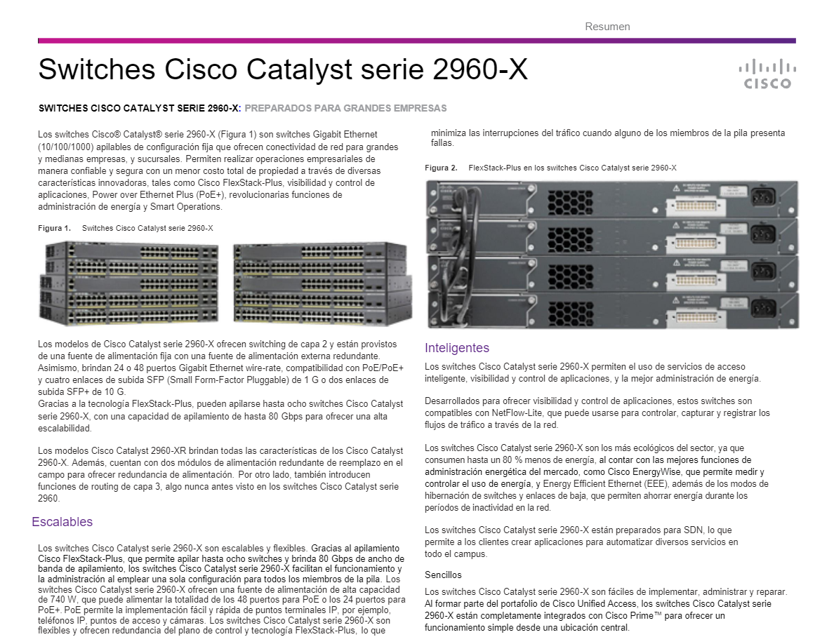 Switches cisco catalyst serie 2960x